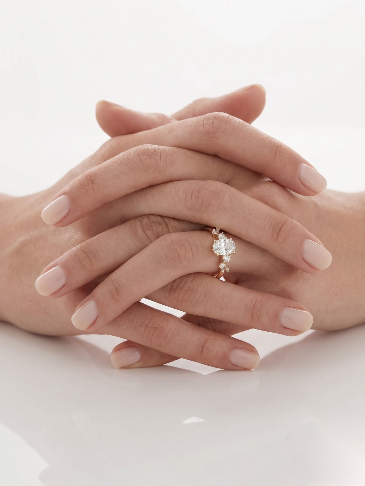 0.75 CT Oval Dainty Pave Moissanite Engagement Ring
