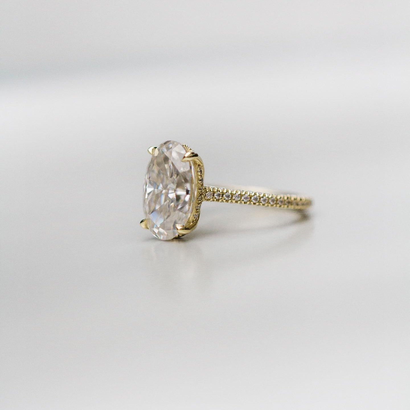 5 CT Oval Hidden Halo & Pave Moissanite Engagement Ring