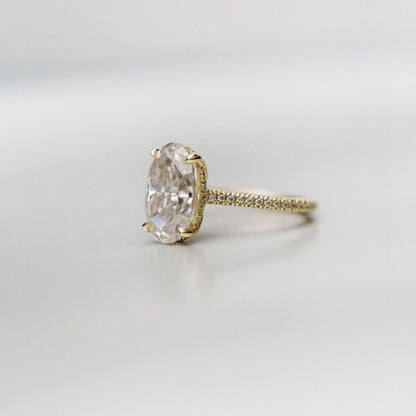 5 CT Oval Hidden Halo & Pave Moissanite Engagement Ring