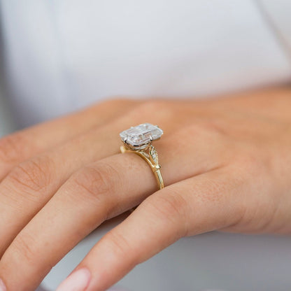 4.1 CT Emerald Pave Moissanite Engagement Ring