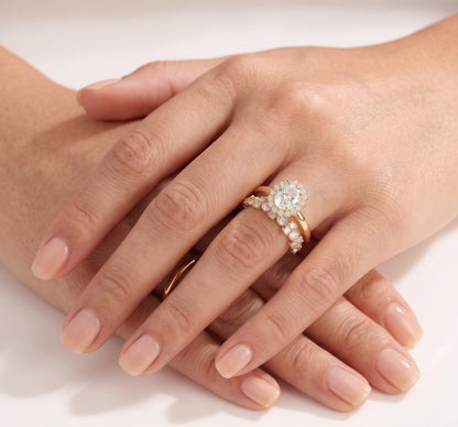 2 CT Oval Halo Moissanite Bridal Set