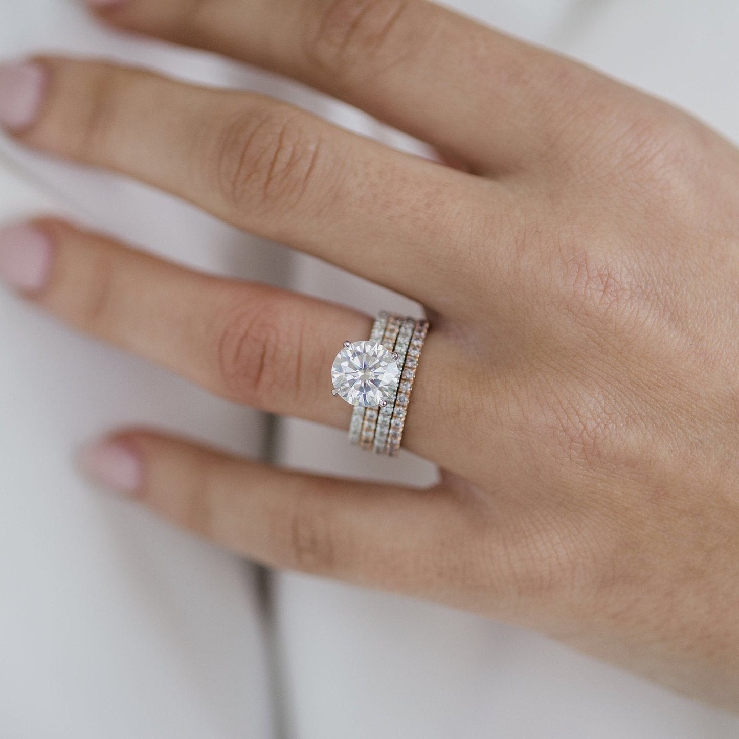 2.5 CT Round Hidden Halo & Pave Moissanite Engagement Ring