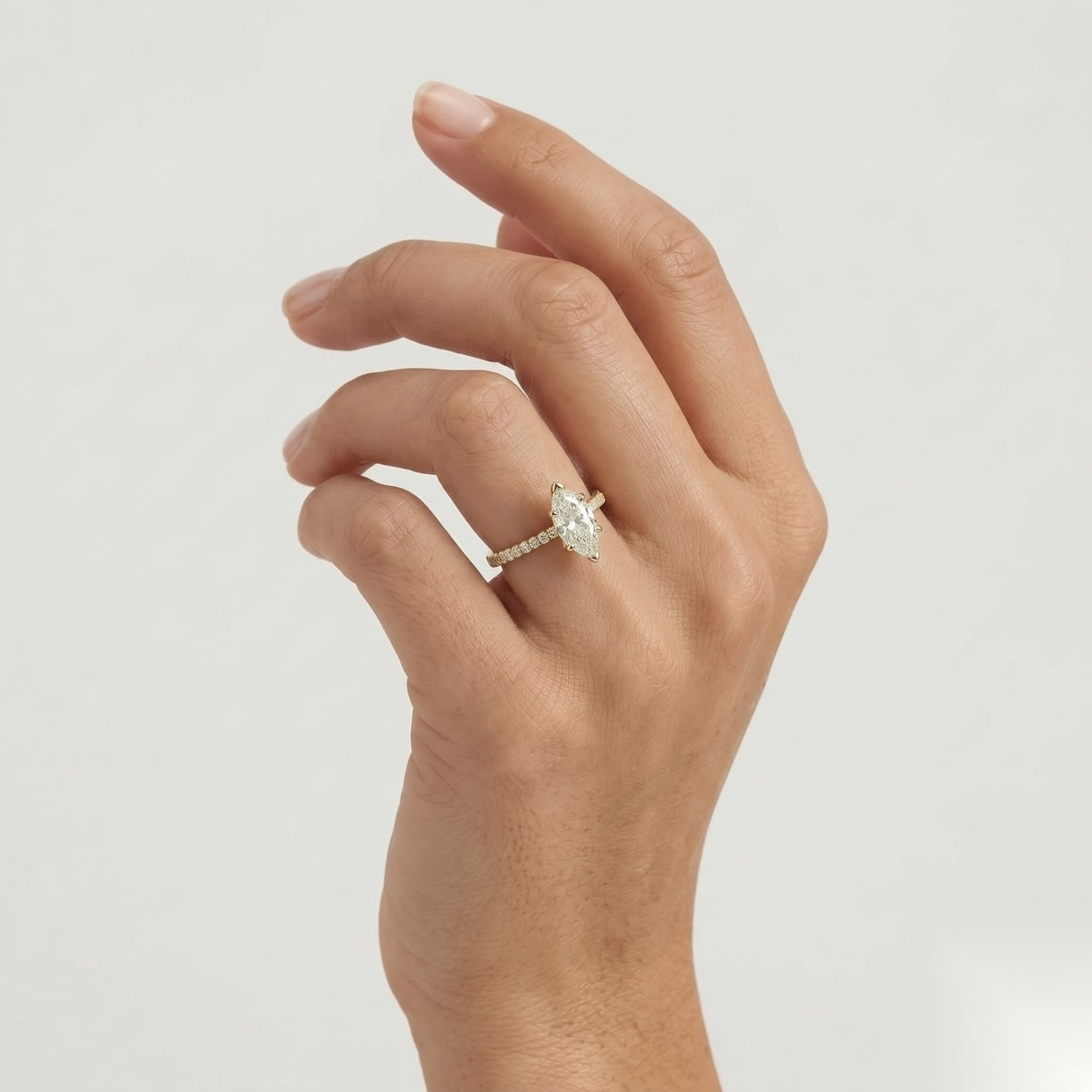 1 CT Marquise Pave Moissanite Engagement Ring