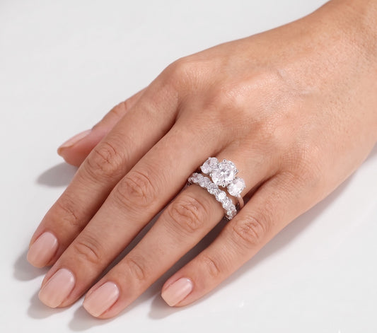 2.2CT Oval Three Stone Moissanite Bridal Set