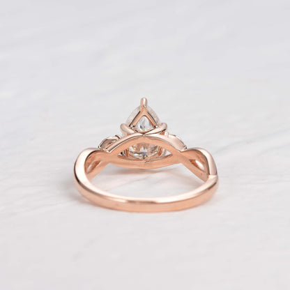 1.52 CT Pear Cluster Moissanite Engagement Ring