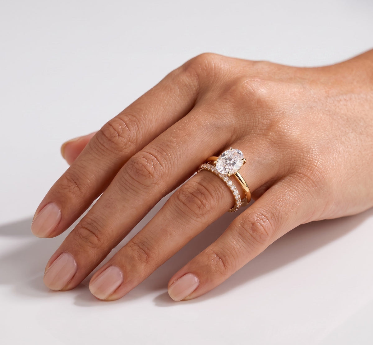 2 CT Oval Hidden Halo Moissanite Bridal Set