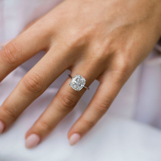 4.5 CT Cushion Solitaire Moissanite Engagement Ring