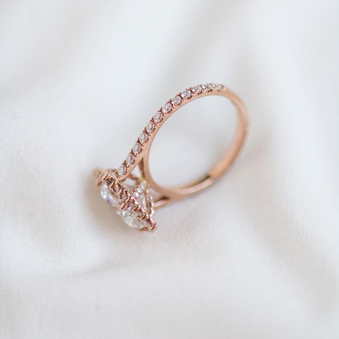3 CT Pear Halo & Pave Moissanite Engagement Ring