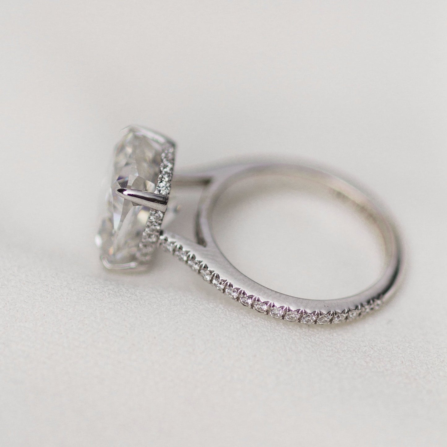 4.65 CT Elongated Cushion Hidden Halo & Pave Moissanite Engagement Ring