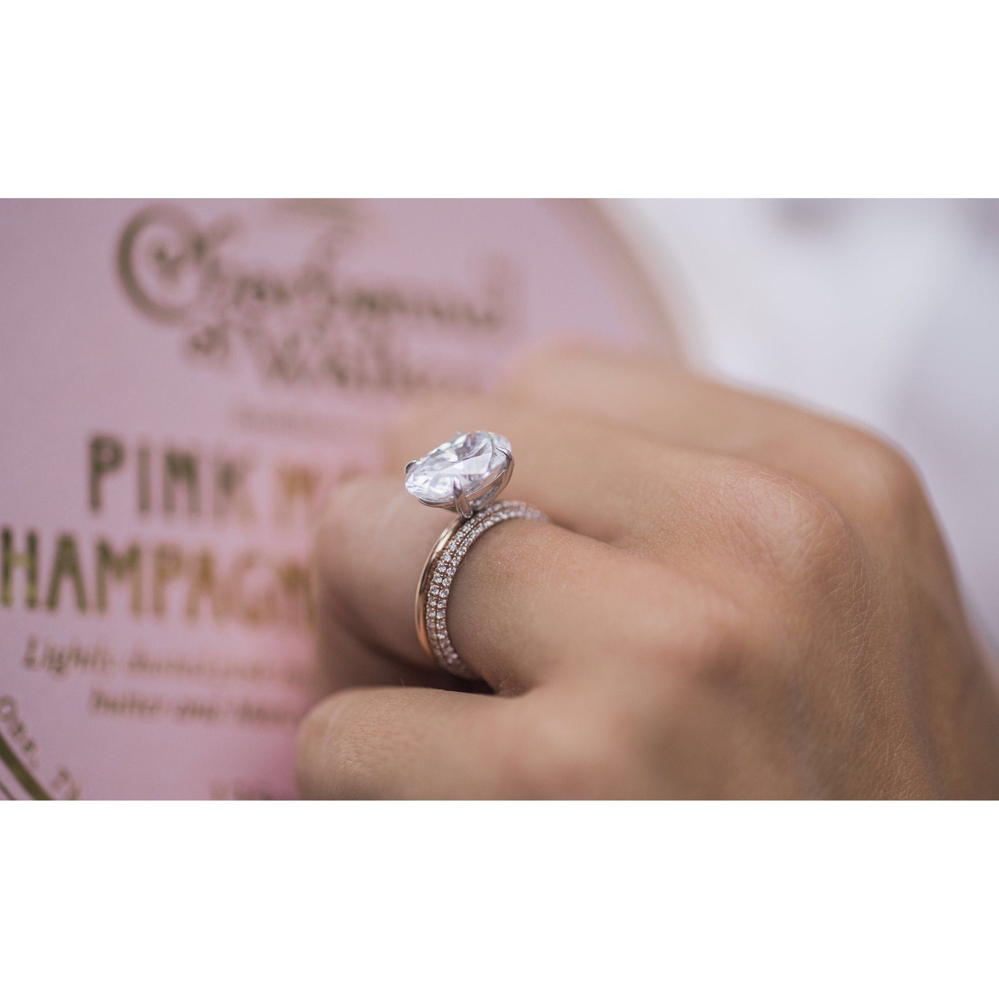 4 CT East West Oval Solitaire Moissanite Engagement Rings
