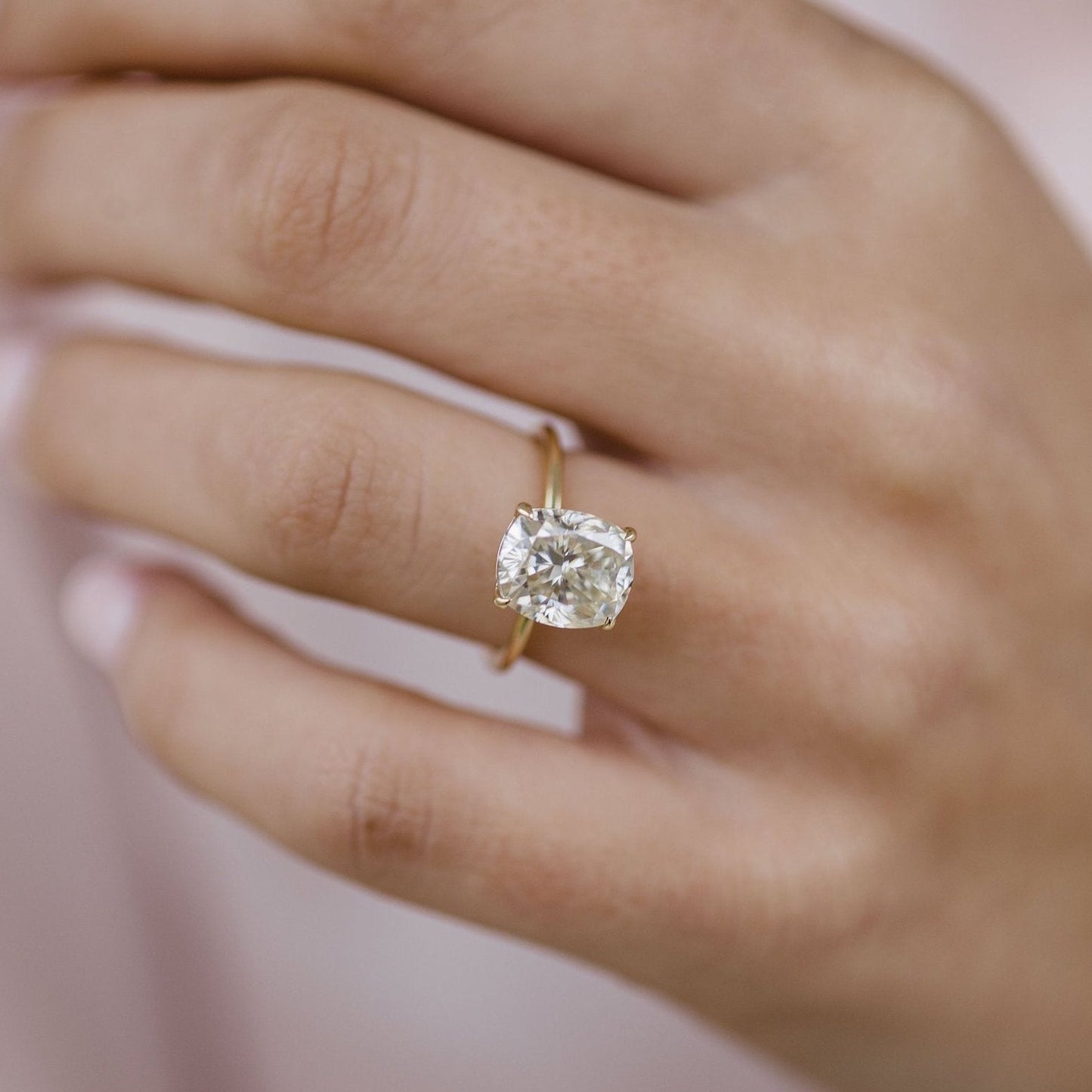 3.15 CT Elongated Cushion Solitaire Moissanite Engagement Ring