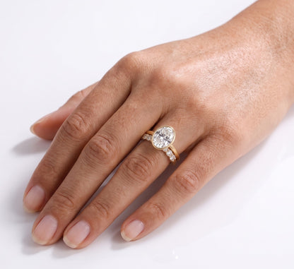 2 CT Oval Bezel Solitaire Moissanite Bridal Set
