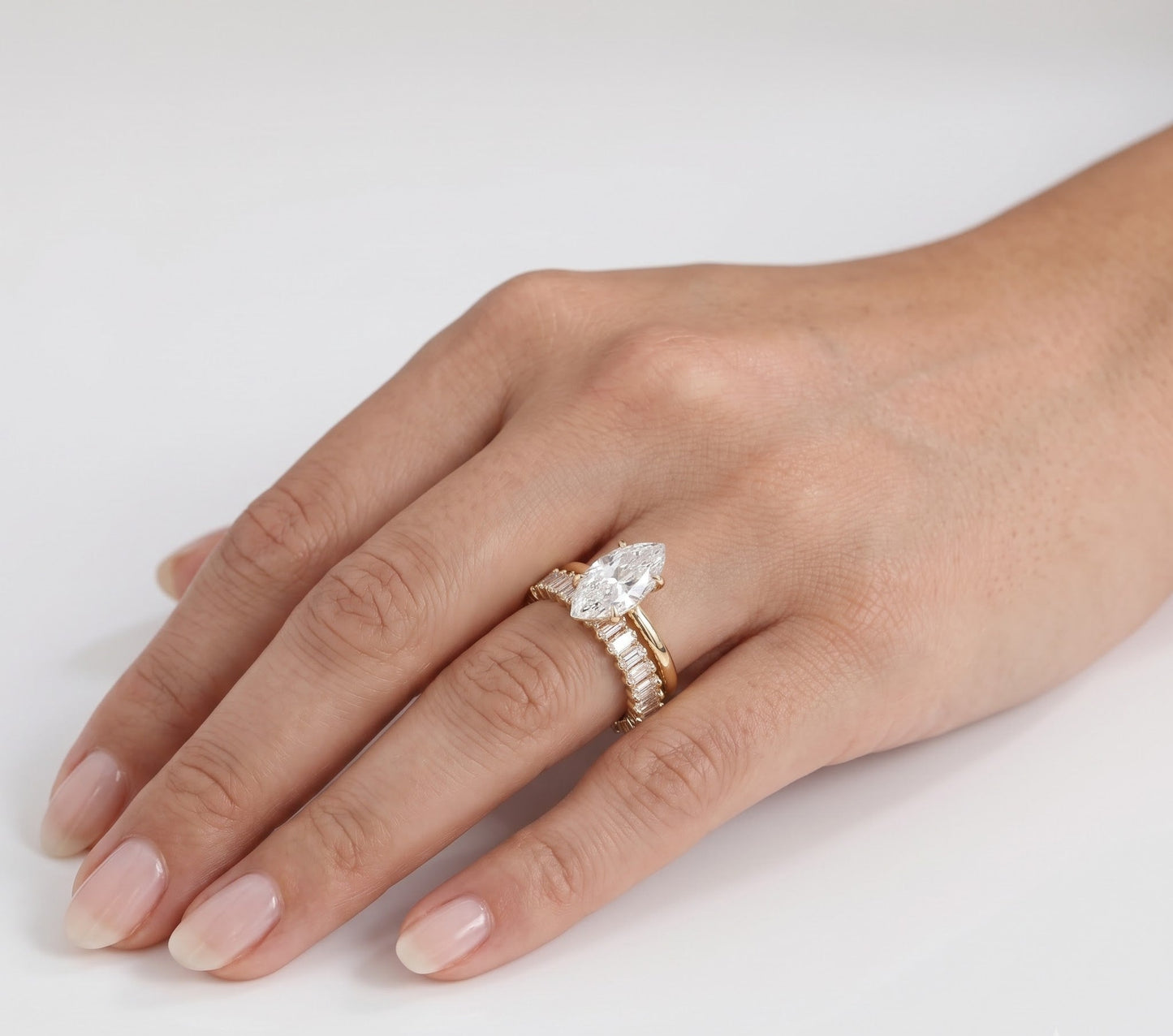 2.5 CT Marquise Solitaire Moissanite Bridal Set