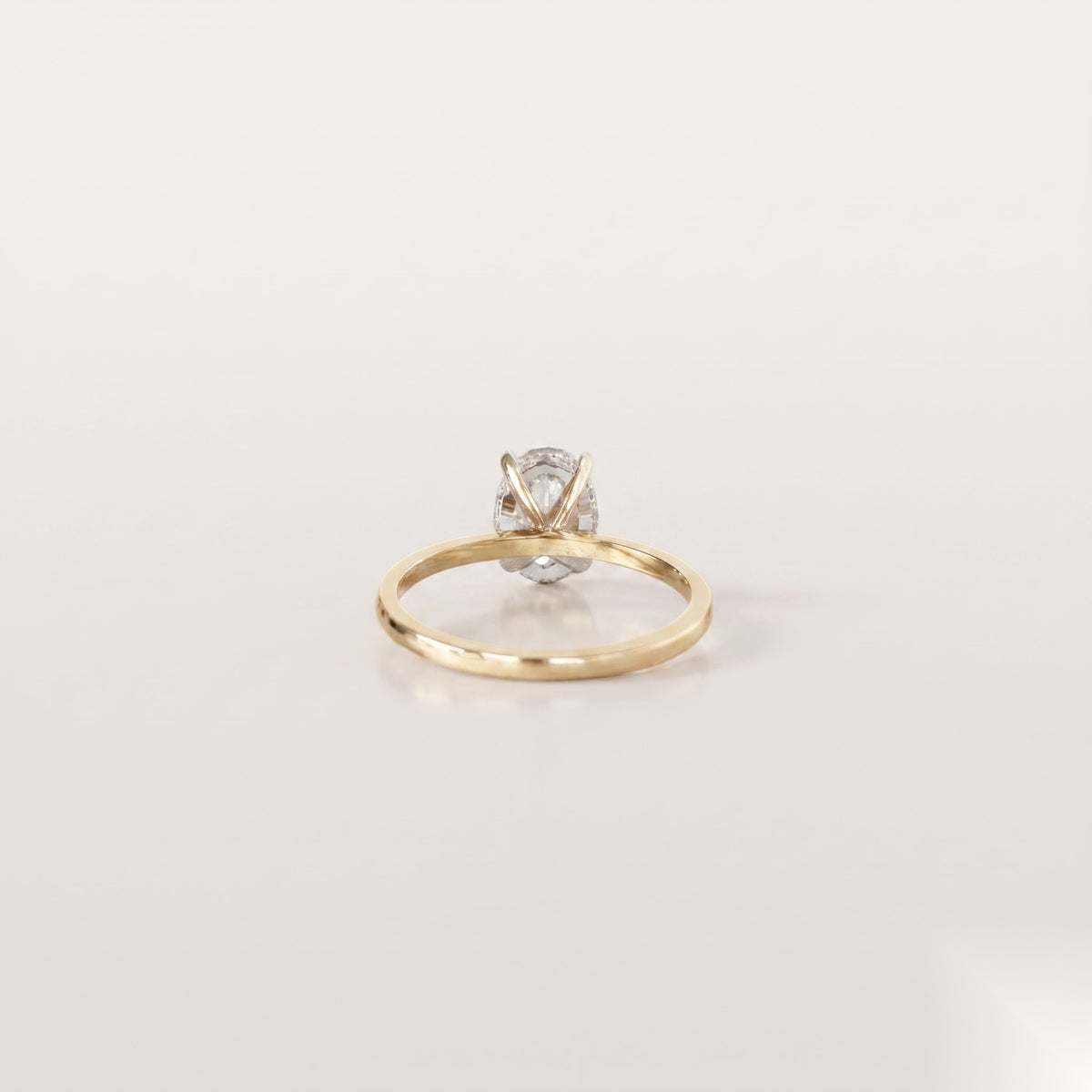 1.5 CT Oval Hidden Halo Moissanite Engagement Ring