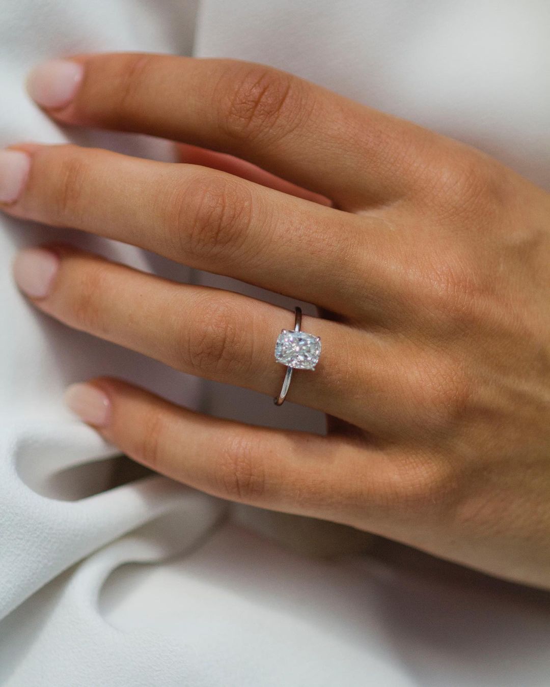 1.8 CT Cushion Hidden Halo Moissanite Engagement Ring