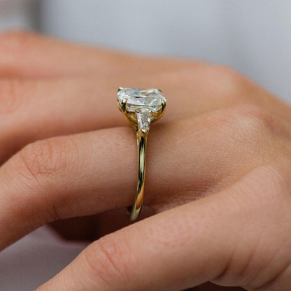 3.15 CT Cushion Three Stone Moissanite Engagement Ring