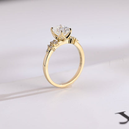 2.0 CT Oval Cluster Moissanite Engagement Ring