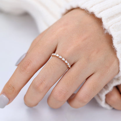 0.63 TCW Pear Shaped Moissanite Half Eternity Wedding Band