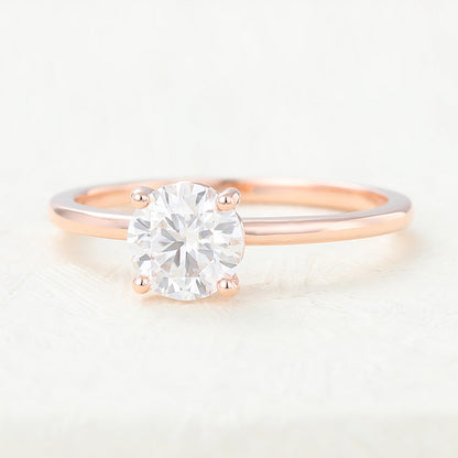 0.68 CT Round Shaped Moissanite Engagement Ring In Solitaire Design