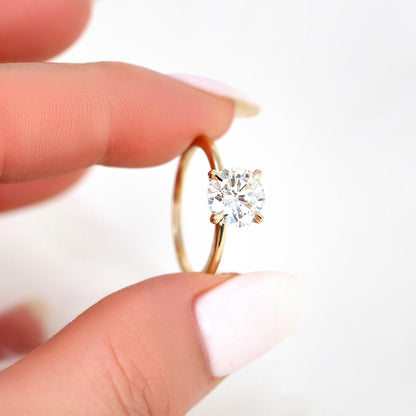 2 CT Round Hidden Halo Moissanite Engagement Ring