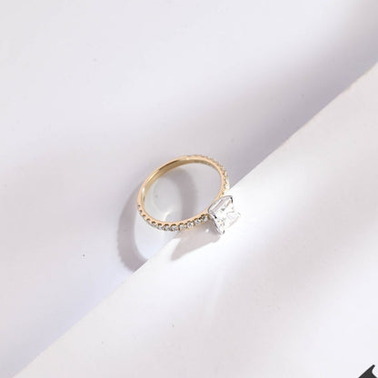 1.5 CT Princess Pave Moissanite Engagement Ring