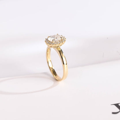 2.0 CT Oval Halo Moissanite Engagement Ring
