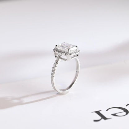 2.0 CT Emerald Halo & Pave Moissanite Engagement Ring