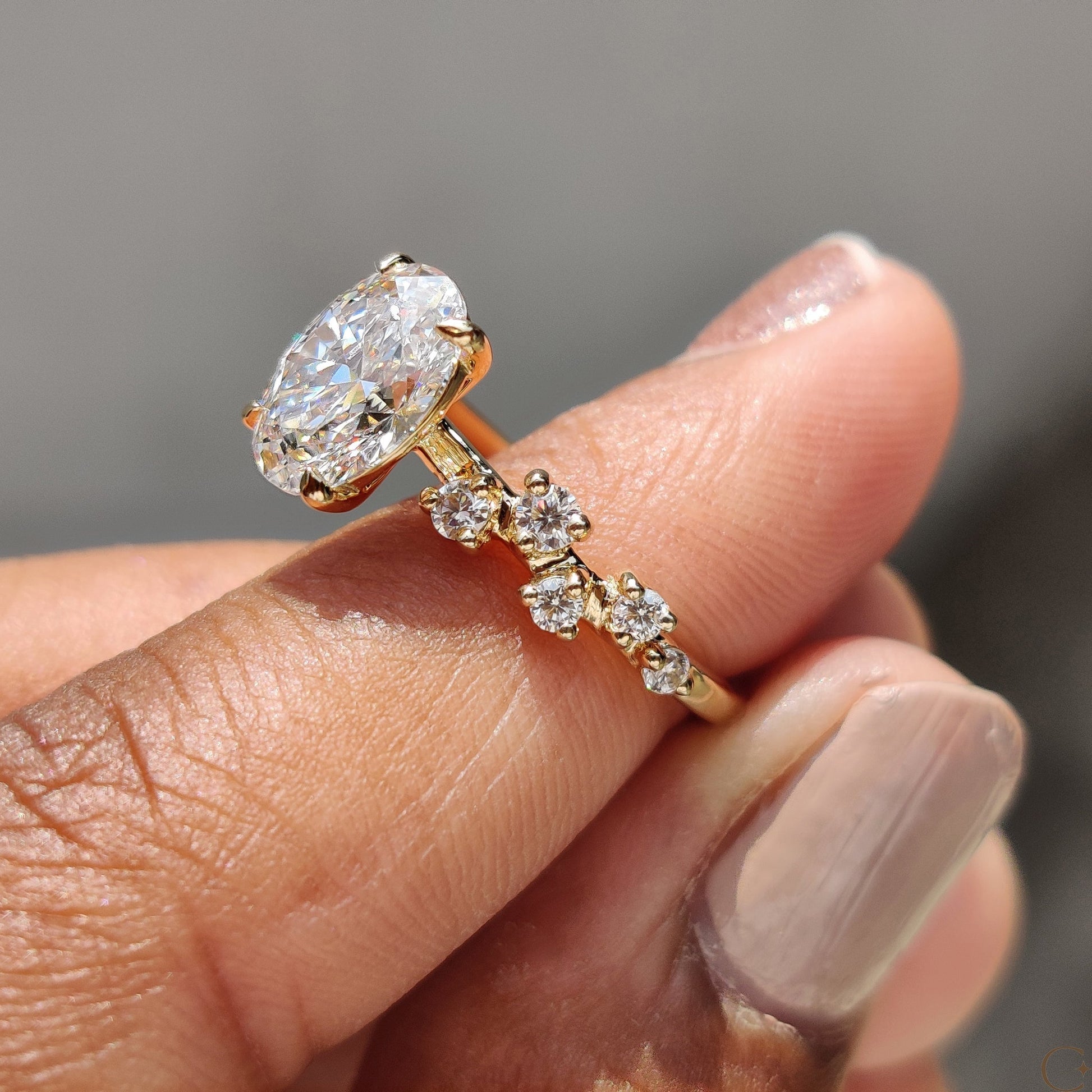 1.50 CT Oval Pave Moissanite Engagement Ring