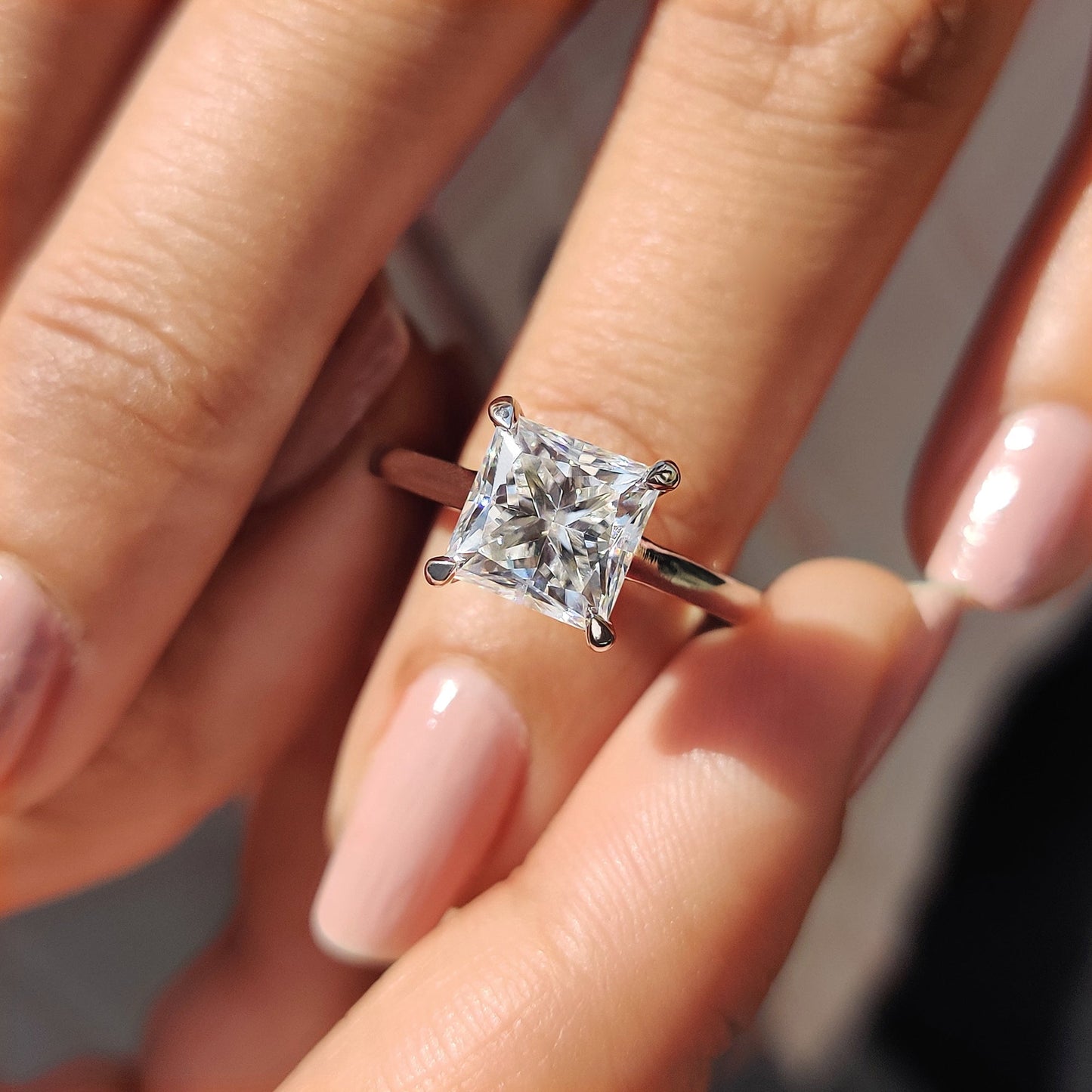 2.5 CT Princess Solitaire Moissanite Engagement Ring