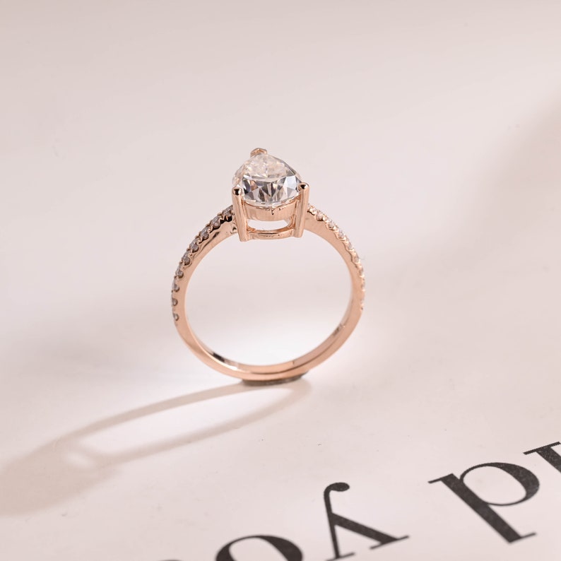 2.0 CT Pear Pave Moissanite Engagement Ring