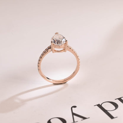 2.0 CT Pear Pave Moissanite Engagement Ring