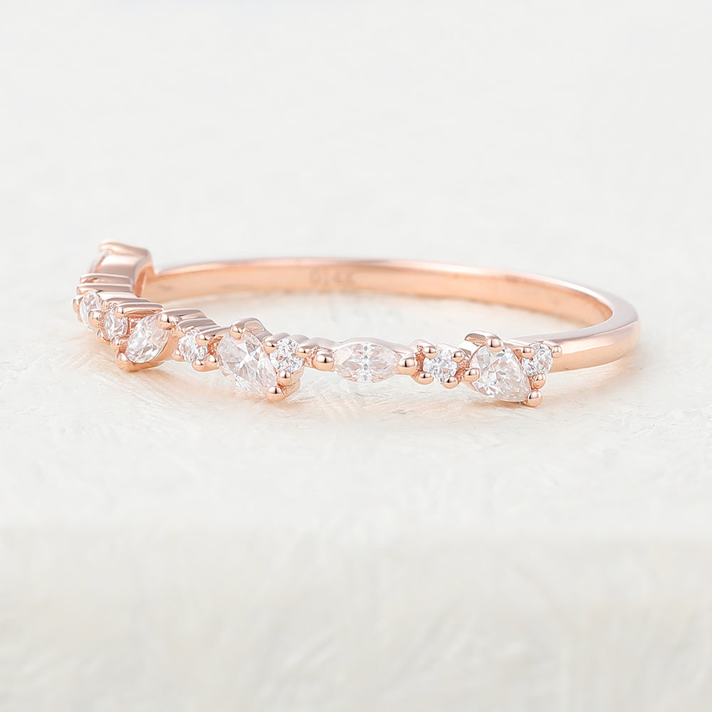 0.42 TCW Pear, Marquise & Round Half Eternity Moissanite Wedding Band
