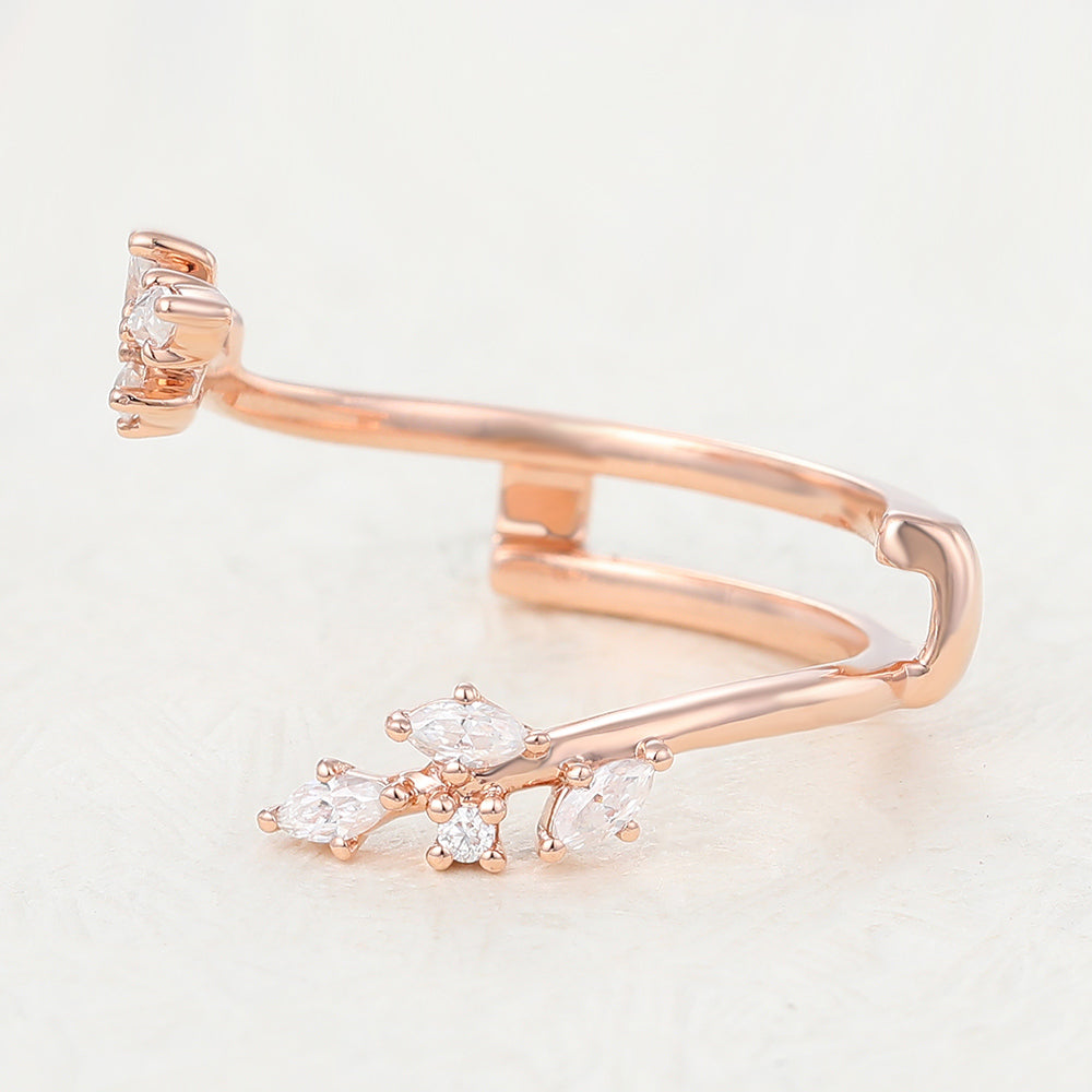 0.26 TCW Marquise & Round Twig Style Moissanite Wedding Band