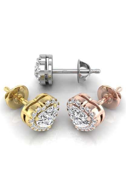 1.52 TCW Heart Cut Halo Stud Moissanite Earrings