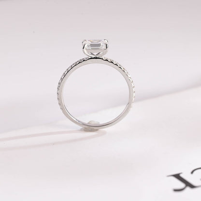1.5 CT East West Emerald Pave Moissanite Engagement Ring