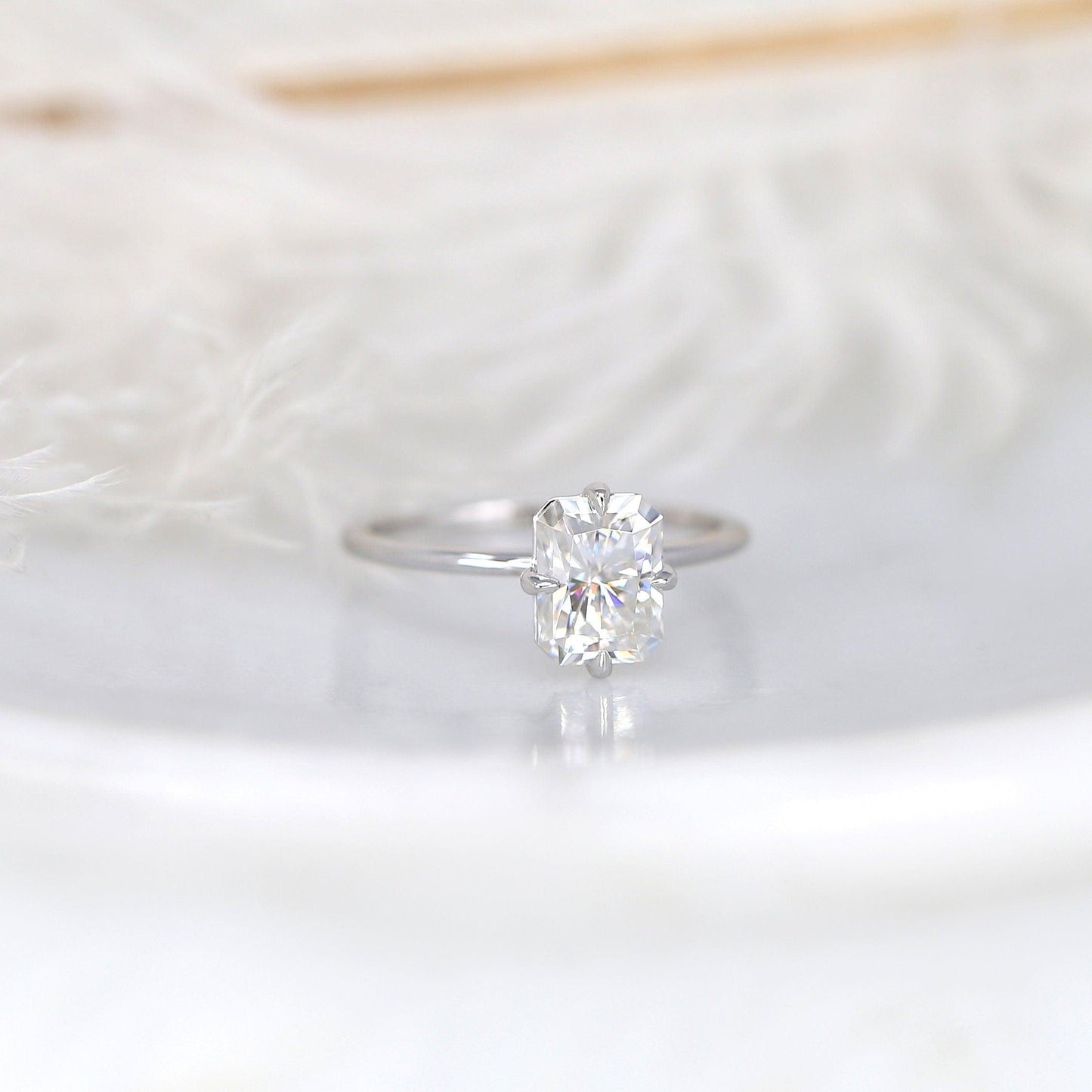1.75 CT Radiant Solitaire Moissanite Engagement Ring