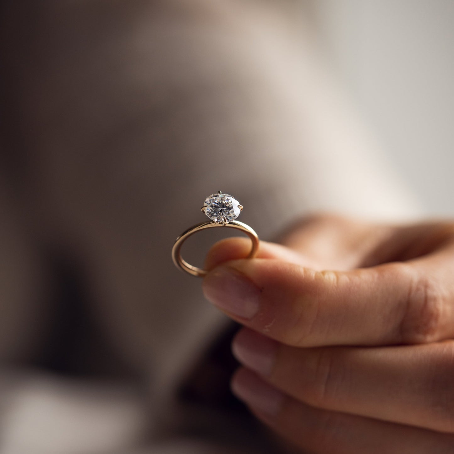 1.35 CT Round Solitaire Moissanite Engagement Ring
