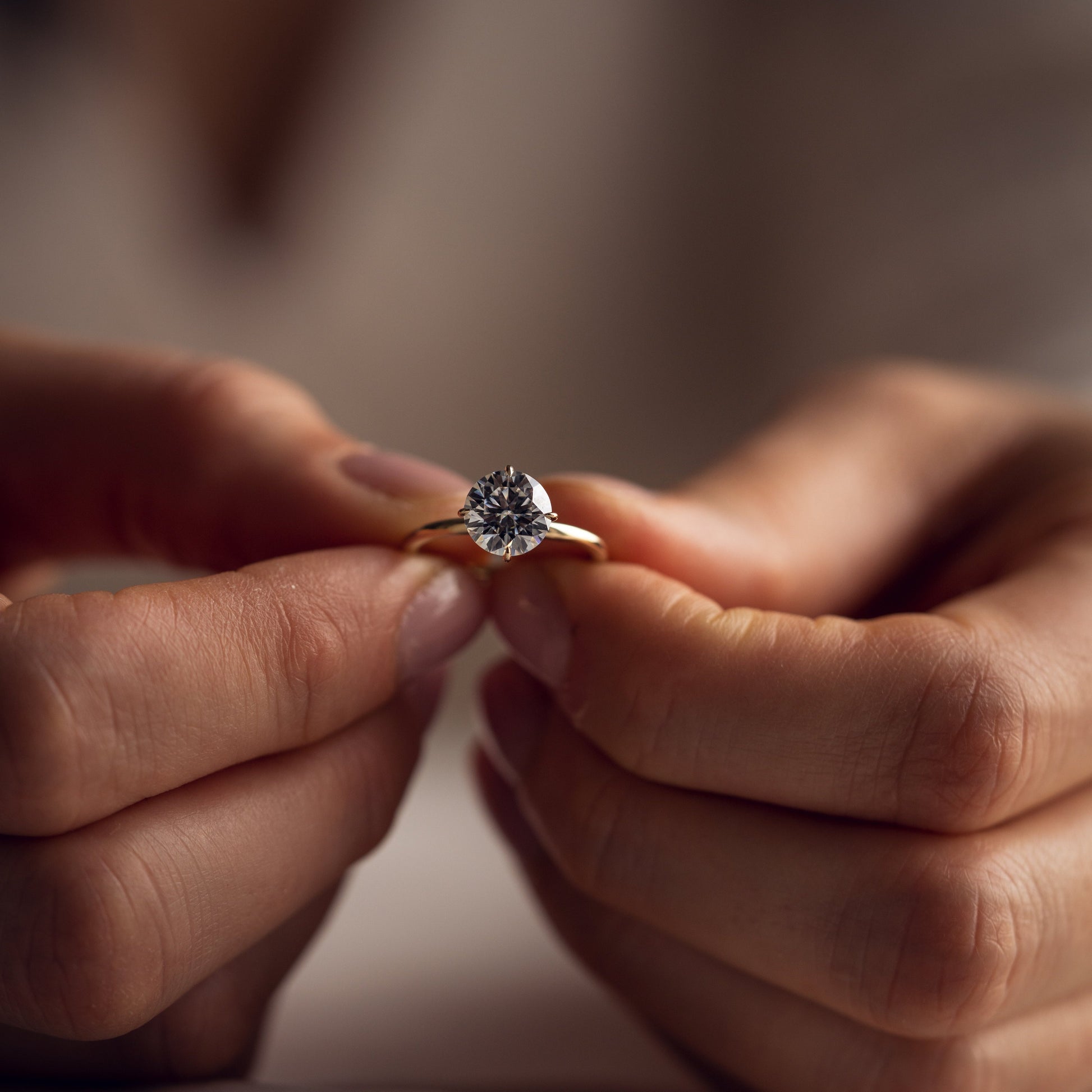 1.35 CT Round Solitaire Moissanite Engagement Ring