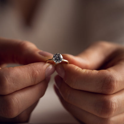 1.35 CT Round Solitaire Moissanite Engagement Ring