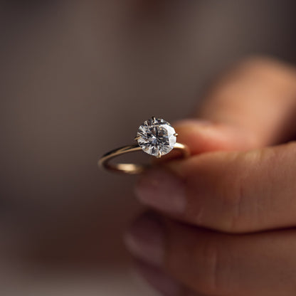 1.35 CT Round Solitaire Moissanite Engagement Ring
