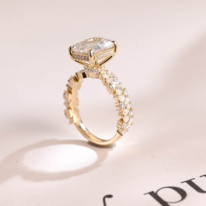 2.0 CT Radiant Pave Moissanite Engagement Ring