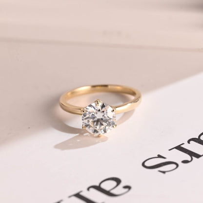 1.5 CT Round Solitaire Moissanite Engagement Ring
