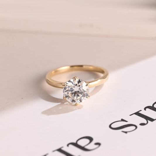 1.5 CT Round Solitaire Moissanite Engagement Ring