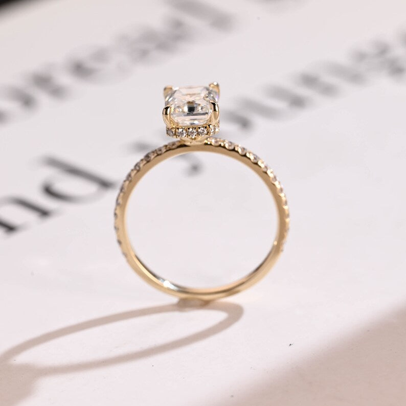 2.0 CT Radiant Pave Moissanite Engagement Ring