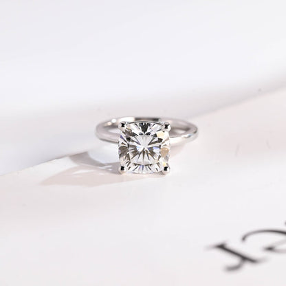 2.0 CT Cushion Solitaire Moissanite Engagement Ring