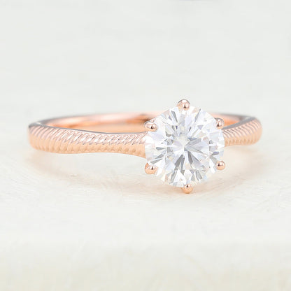 0.88  CT Round Shaped Moissanite Engagement Ring In Solitaire Design