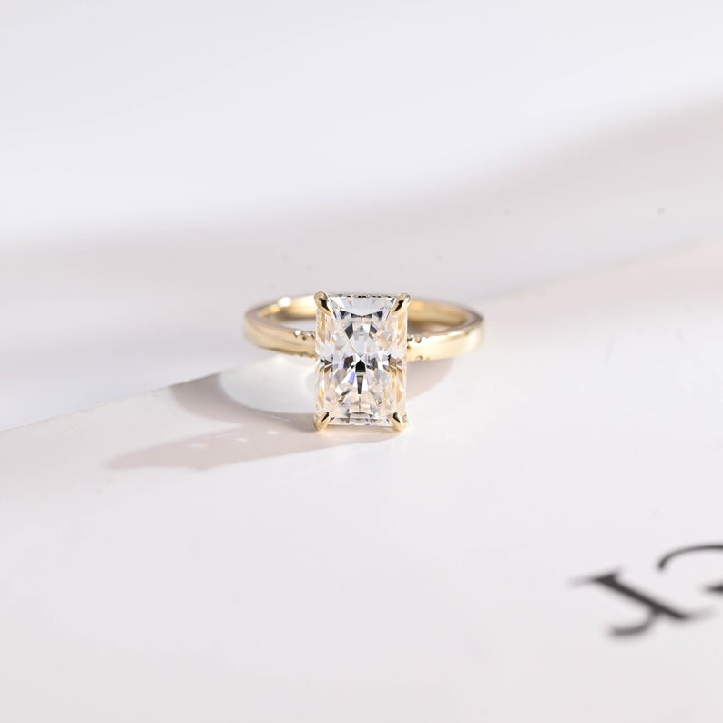 2.5 CT Radiant Hidden Halo Moissanite Engagement Ring