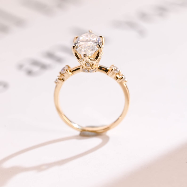 2.0 CT Marquise Pave Moissanite Engagement Ring