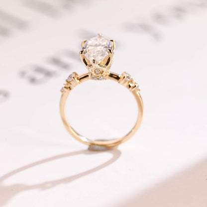 2.0 CT Marquise Pave Moissanite Engagement Ring