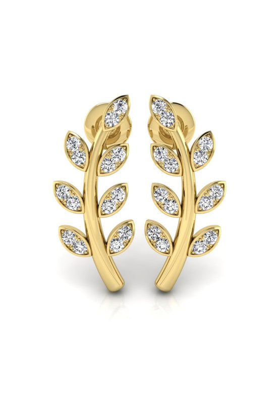 0.3 TCW Round Cut Leaf Shaped Stud Moissanite Earrings